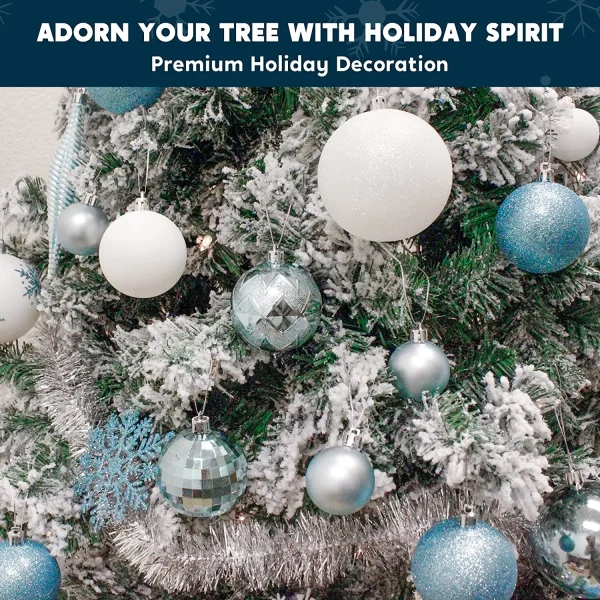 Joiedomi 133pcs Assorted Blue And White Christmas Ornaments Set 5 Joiedomi 133pcs Assorted Blue And White Christmas Ornaments Set - Image 3