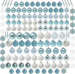 Joiedomi 133pcs Assorted Blue And White Christmas Ornaments Set