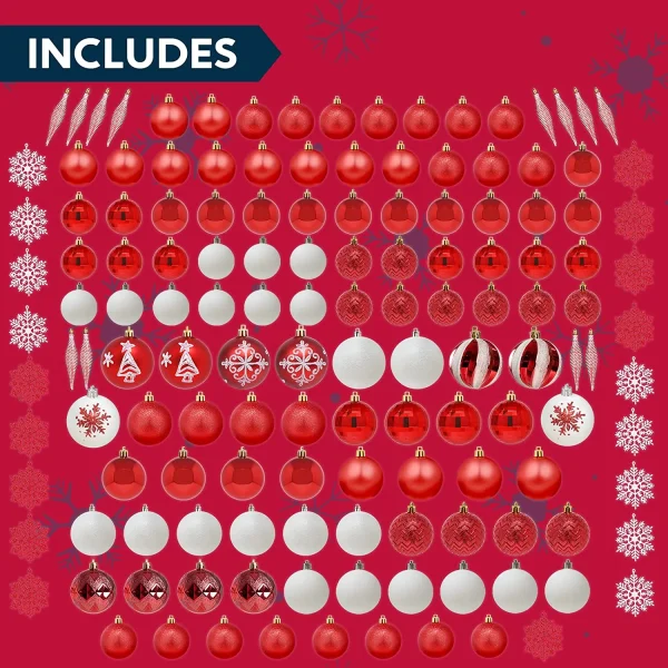 Joiedomi 133pcs Assorted Red And White Christmas Ornaments Set 8 Joiedomi 133pcs Assorted Red And White Christmas Ornaments Set - Image 6