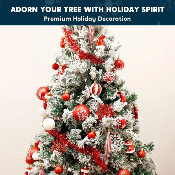 Joiedomi 133pcs Assorted Red And White Christmas Ornaments Set 5 Joiedomi 133pcs Assorted Red And White Christmas Ornaments Set - Image 3