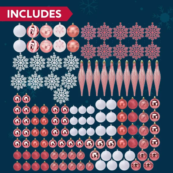 Joiedomi 133pcs Rose Gold And White Christmas Ball Ornaments 8 Joiedomi 133pcs Rose Gold And White Christmas Ball Ornaments - Image 6