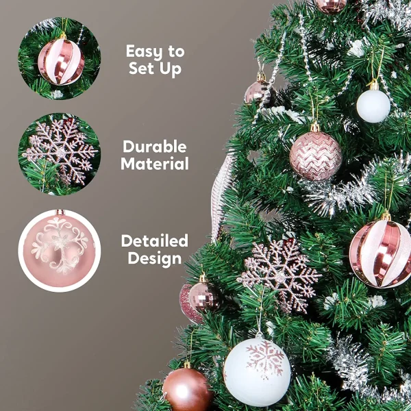 Joiedomi 133pcs Rose Gold And White Christmas Ball Ornaments 6 Joiedomi 133pcs Rose Gold And White Christmas Ball Ornaments - Image 4