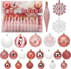 Joiedomi 133pcs Rose Gold And White Christmas Ball Ornaments