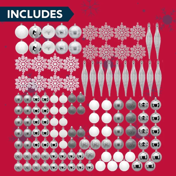 Joiedomi 133pcs White And Silver Christmas Tree Ornaments 8 Joiedomi 133pcs White And Silver Christmas Tree Ornaments - Image 6