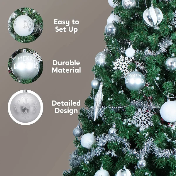 Joiedomi 133pcs White And Silver Christmas Tree Ornaments 6 Joiedomi 133pcs White And Silver Christmas Tree Ornaments - Image 4