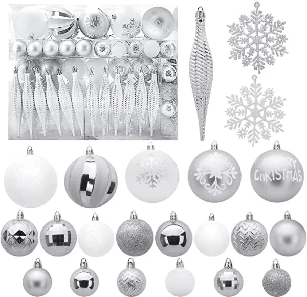 Joiedomi 133pcs White And Silver Christmas Tree Ornaments 3 Joiedomi 133pcs White And Silver Christmas Tree Ornaments