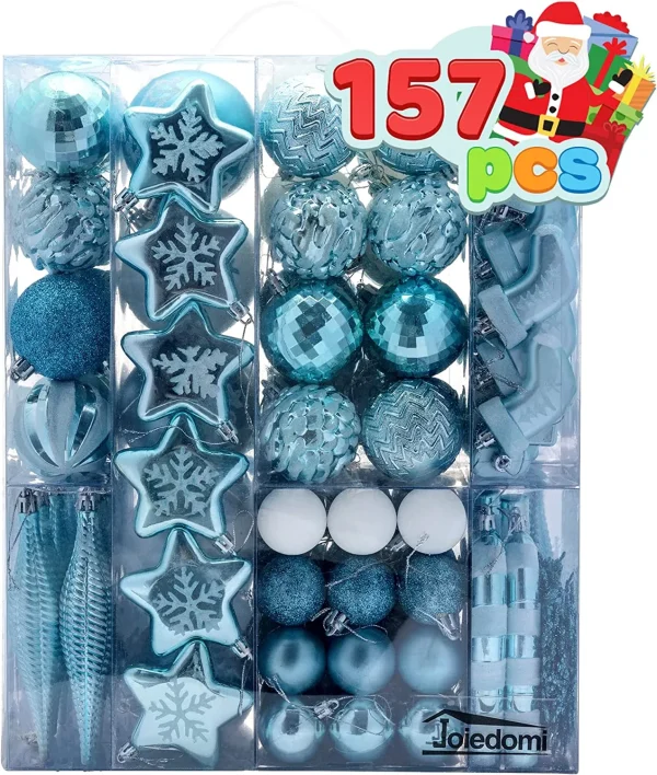Joiedomi 157pcs Blue And White Christmas Tree Ornaments 4 Joiedomi 157pcs Blue And White Christmas Tree Ornaments - Image 2