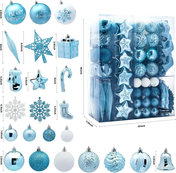 Joiedomi 157pcs Blue And White Christmas Tree Ornaments 6 Joiedomi 157pcs Blue And White Christmas Tree Ornaments - Image 4