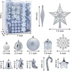 Joiedomi 157pcs White And Silver Christmas Tree Ornaments -Christmas Ornaments Sales Store 157Pcs Christmas Ornaments with a Star Tree Topper Silver amp White 3 600x604 1