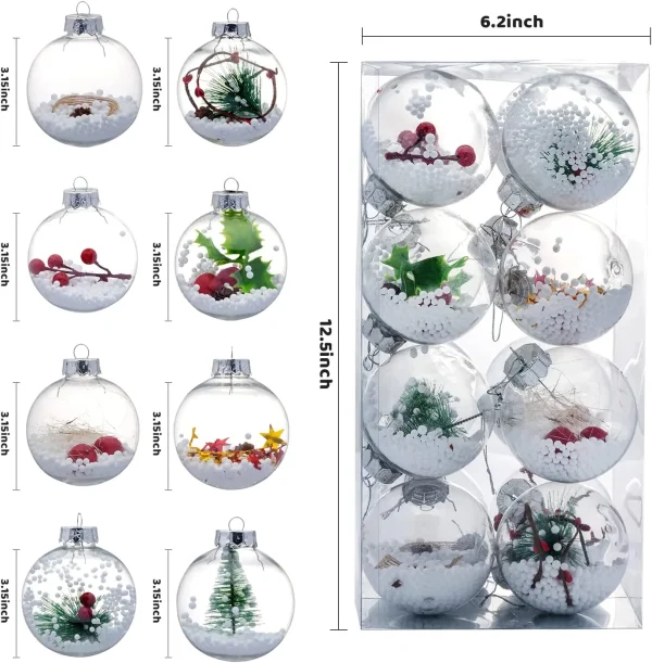 Joiedomi 16pcs Chrismas Ball Snow Filled Christmas Ornaments 5 Joiedomi 16pcs Chrismas Ball Snow Filled Christmas Ornaments - Image 3