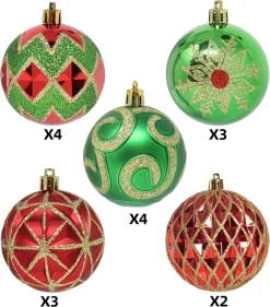 Joiedomi 16pcs Red Green & Gold Christmas Ornaments -Christmas Ornaments Sales Store 16 Pcs Red Green and Gold Christmas Ornaments 3 result 600x682 1