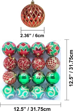Joiedomi 16pcs Red Green & Gold Christmas Ornaments -Christmas Ornaments Sales Store 16 Pcs Red Green and Gold Christmas Ornaments 4 result 600x914 1