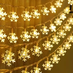 Joiedomi 2x40 LED Warm White Led Snowflake String Lights 16ft