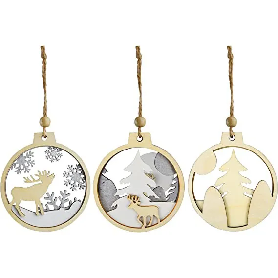 Joiedomi 16pcs Wooden Reindeer Christmas Ornaments 5 Joiedomi 16pcs Wooden Reindeer Christmas Ornaments - Image 3