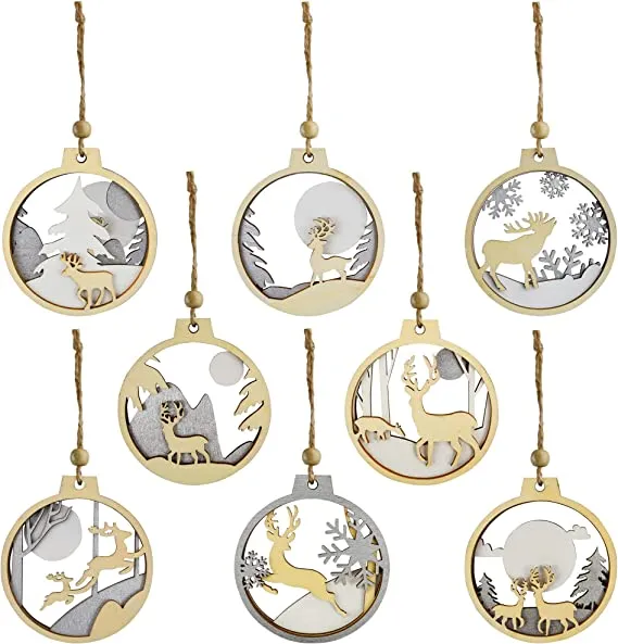 Joiedomi 16pcs Wooden Reindeer Christmas Ornaments 7 Joiedomi 16pcs Wooden Reindeer Christmas Ornaments - Image 5