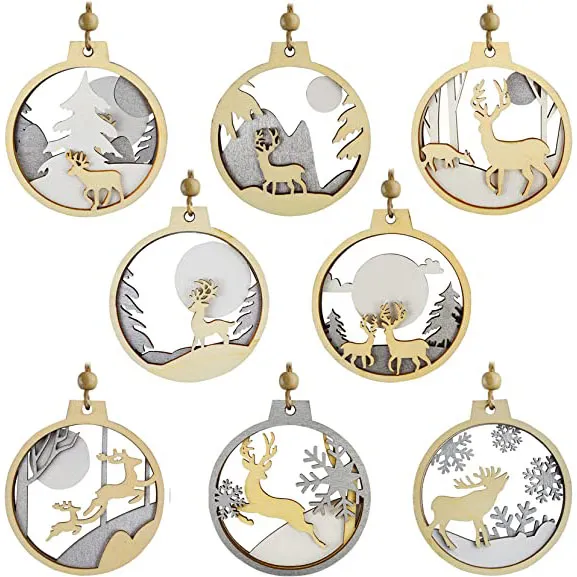 Joiedomi 16pcs Wooden Reindeer Christmas Ornaments 8 Joiedomi 16pcs Wooden Reindeer Christmas Ornaments - Image 6