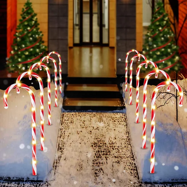 Joiedomi 12pcs Christmas Candy Cane Pathway Markers 17in 2 Joiedomi 12pcs Christmas Candy Cane Pathway Markers 17in