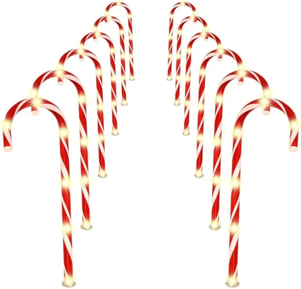Joiedomi 6pcs Warm White Christmas Candy Cane Pathway Markers 17in 4 Joiedomi 6pcs Warm White Christmas Candy Cane Pathway Markers 17in - Image 2