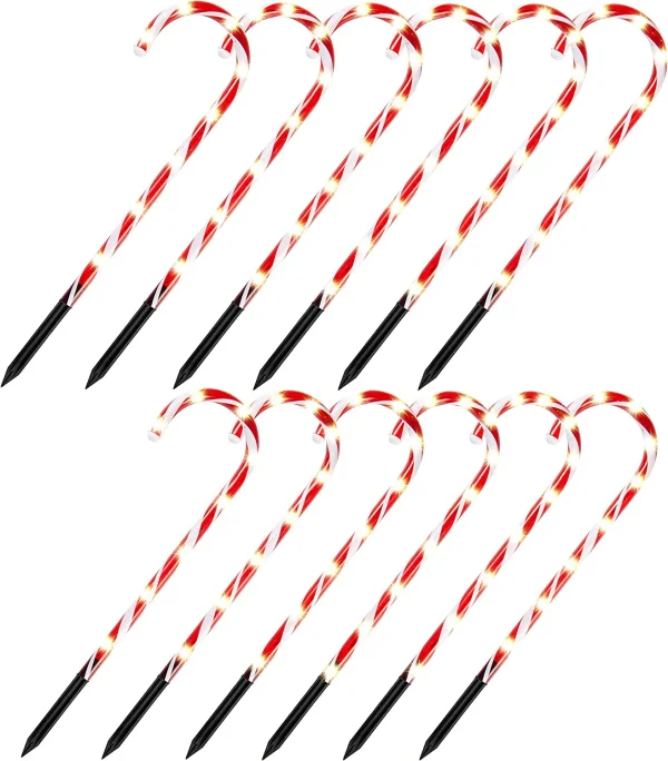 Joiedomi 12pcs Christmas Candy Cane Pathway Markers 17in 3 Joiedomi 12pcs Christmas Candy Cane Pathway Markers 17in - Image 2