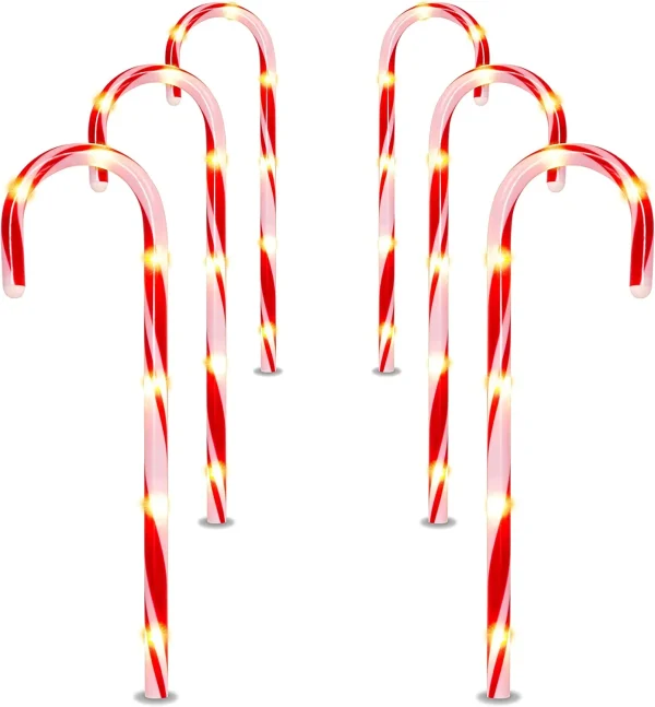Joiedomi 6pcs Candy Cane Christmas Pathway Markers 17in 4 Joiedomi 6pcs Candy Cane Christmas Pathway Markers 17in - Image 2
