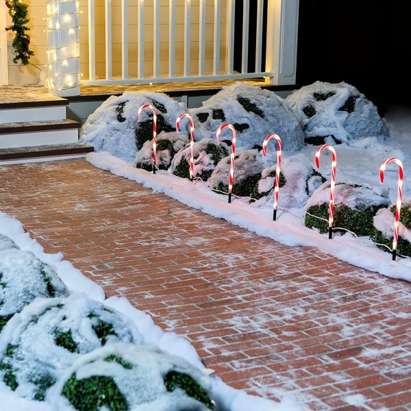 Joiedomi 6pcs Candy Cane Christmas Pathway Markers 17in 8 Joiedomi 6pcs Candy Cane Christmas Pathway Markers 17in - Image 6