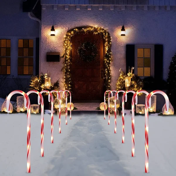 Joiedomi 12pcs Red Light Up Candy Cane Pathway Markers 17in 3 Joiedomi 12pcs Red Light Up Candy Cane Pathway Markers 17in