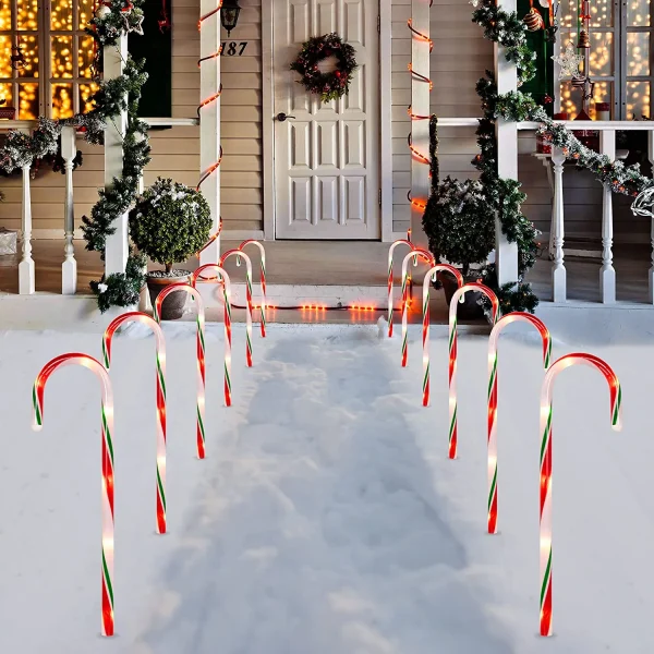Joiedomi 12pcs Green Pathway Markers Candy Cane Light Set 17in 3 Joiedomi 12pcs Green Pathway Markers Candy Cane Light Set 17in