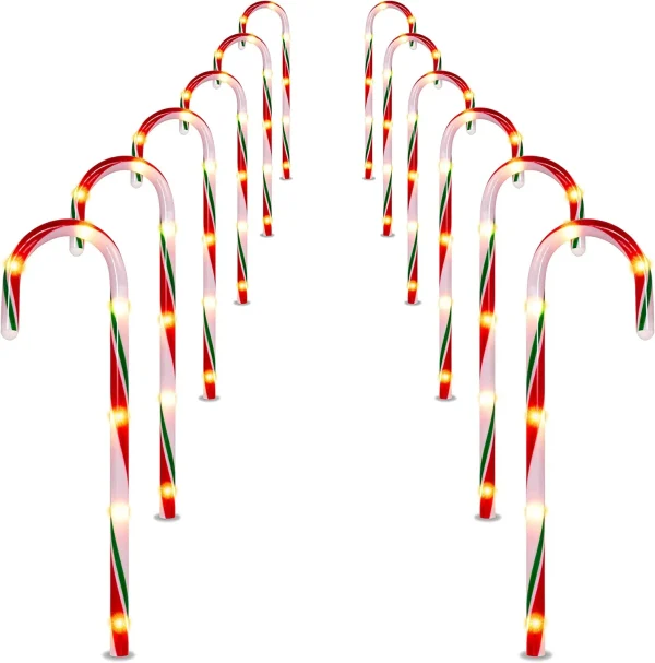 Joiedomi 12pcs Green Pathway Markers Candy Cane Light Set 17in 4 Joiedomi 12pcs Green Pathway Markers Candy Cane Light Set 17in - Image 2