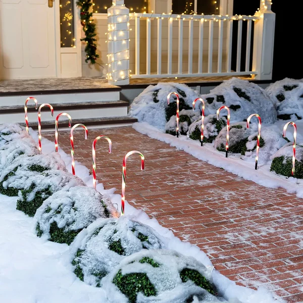 Joiedomi 12pcs Green Pathway Markers Candy Cane Light Set 17in 6 Joiedomi 12pcs Green Pathway Markers Candy Cane Light Set 17in - Image 4