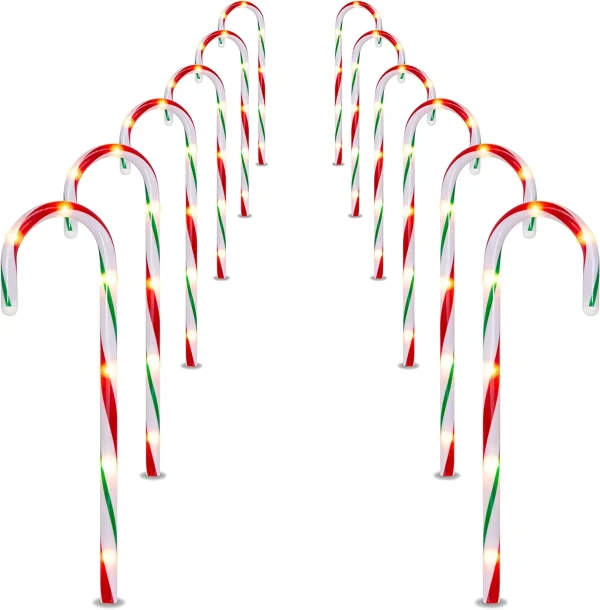 Joiedomi 6pcs Christmas Pathway Lights Candy Cane 17in 4 Joiedomi 6pcs Christmas Pathway Lights Candy Cane 17in - Image 2