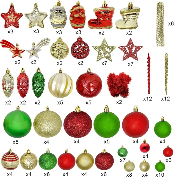 Joiedomi 179pcs Red, Green And Gold Christmas Tree Ornaments 5 Joiedomi 179pcs Red, Green And Gold Christmas Tree Ornaments - Image 3