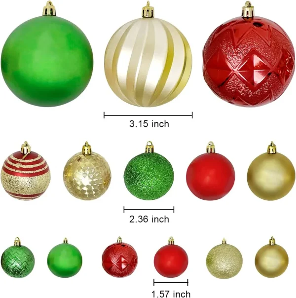 Joiedomi 179pcs Red, Green And Gold Christmas Tree Ornaments 6 Joiedomi 179pcs Red, Green And Gold Christmas Tree Ornaments - Image 4