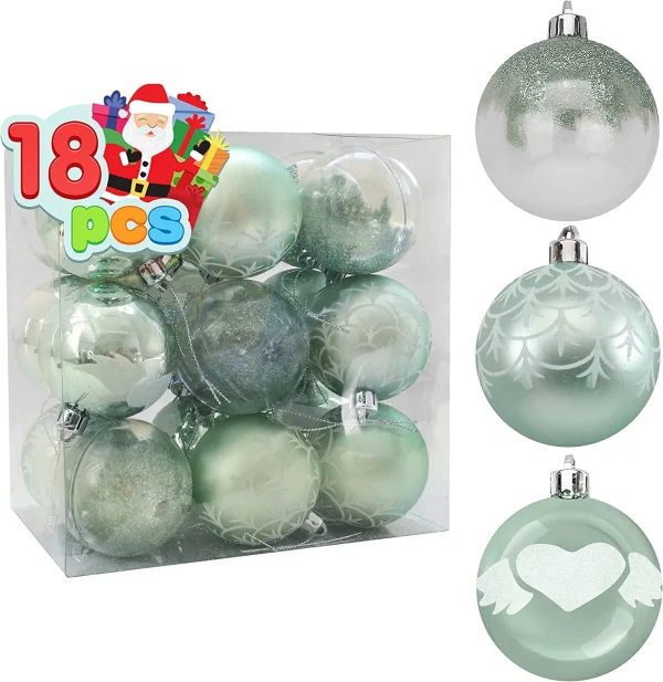 Joiedomi 18pcs Shatterproof Teal Christmas Ornaments 2.36in 4 Joiedomi 18pcs Shatterproof Teal Christmas Ornaments 2.36in - Image 2