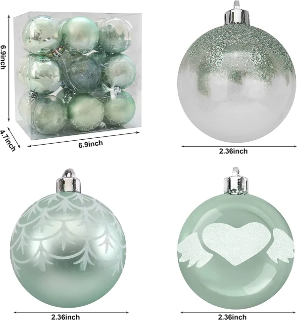 Joiedomi 18pcs Shatterproof Teal Christmas Ornaments 2.36in 5 Joiedomi 18pcs Shatterproof Teal Christmas Ornaments 2.36in - Image 3