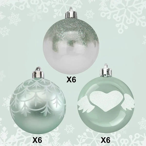 Joiedomi 18pcs Shatterproof Teal Christmas Ornaments 2.36in 6 Joiedomi 18pcs Shatterproof Teal Christmas Ornaments 2.36in - Image 4