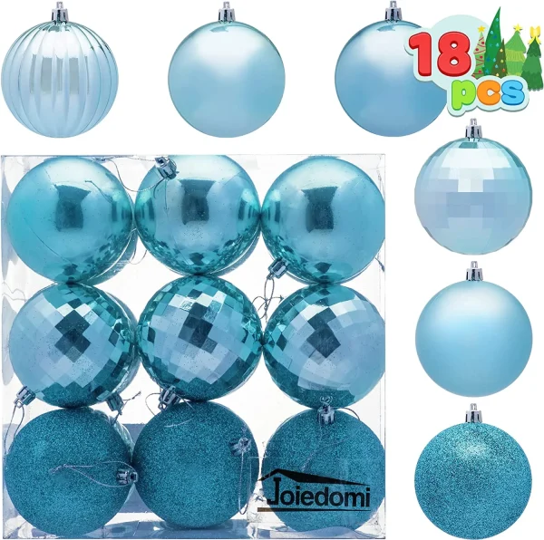 Joiedomi 18pcs Baby Blue Shatterproof Ball Ornaments 3.15in 4 Joiedomi 18pcs Baby Blue Shatterproof Ball Ornaments 3.15in - Image 2