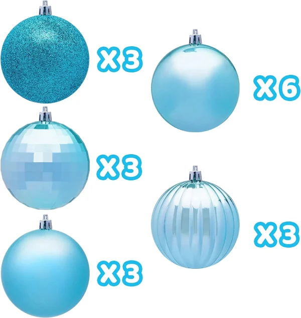 Joiedomi 18pcs Baby Blue Shatterproof Ball Ornaments 3.15in 5 Joiedomi 18pcs Baby Blue Shatterproof Ball Ornaments 3.15in - Image 3