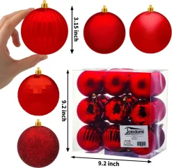 Joiedomi 18pcs Red Christmas Ball Ornaments Decoration 3.15in -Christmas Ornaments Sales Store 18Pcs Christmas Ball Ornaments Red 3 result 600x584 1
