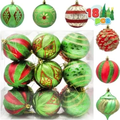 Joiedomi 18pcs Red Green & Gold Glitter Ball Ornaments -Christmas Ornaments Sales Store 18Pcs Red Green amp Gold Glitter Ball 3.15in 2 result 1 600x599 1