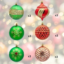 Joiedomi 18Pcs Red, Green & Gold Glitter Ball 3.15in -Christmas Ornaments Sales Store 18Pcs Red Green amp Gold Glitter Ball 3.15in 3 result 600x600 1