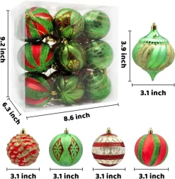 Joiedomi 18pcs Red Green & Gold Glitter Ball Ornaments -Christmas Ornaments Sales Store 18Pcs Red Green amp Gold Glitter Ball 3.15in 4 result 1 600x611 1