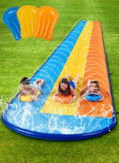 Summer/Sloosh 18ft Triple Lanes Slip Slide And 3 Boogie Boards