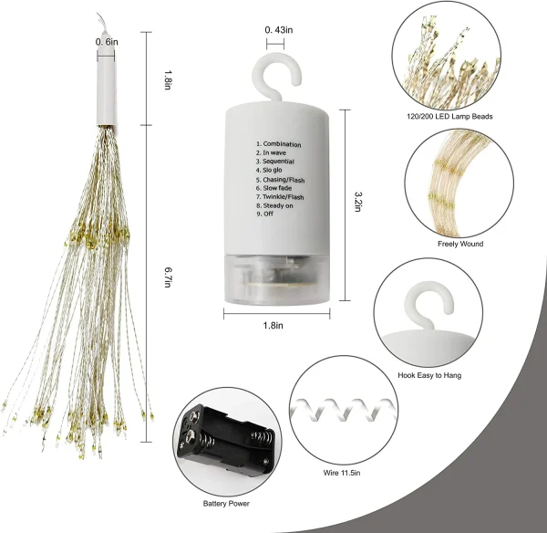 Joiedomi 2pcs 120 LED Warm White Starburst Fairy Lights 5 Joiedomi 2pcs 120 LED Warm White Starburst Fairy Lights - Image 3