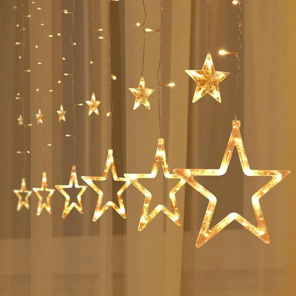 Joiedomi 12pcs 138 LED Warm White Stars Fairy String Lights 4 Joiedomi 12pcs 138 LED Warm White Stars Fairy String Lights - Image 2