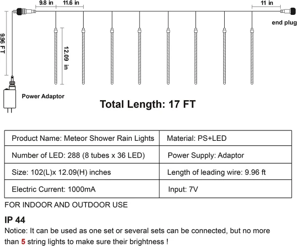Joiedomi 2x 8 Tubes Christmas Meteor Shower Icicle String Lights 6 Joiedomi 2x 8 Tubes Christmas Meteor Shower Icicle String Lights - Image 4