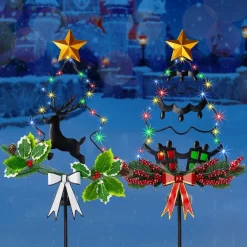 Joiedomi 2pcs Christmas Tree Outdoor Solar Stake Lights