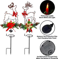 Joiedomi 2pcs Christmas Reindeer Solar Stake Lights Outdoor -Christmas Ornaments Sales Store 2 Packs Christmas Solar Stake Lights Reindeer 4 result 600x613 1