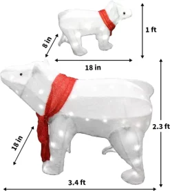 Joiedomi 2pcs LED Christmas Polar Bear Plush Yard Lights -Christmas Ornaments Sales Store 2 Pcs Plush Polar Bears LED Yard Lights 7 2 600x674 1