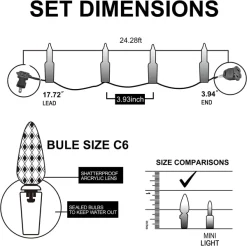 Joiedomi 2x70 C6 LED Warm White Led String Lights -Christmas Ornaments Sales Store 2 x 70 LED C6 Christmas String Lights 6 result 600x597 1