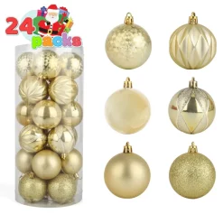 Joiedomi 24pcs Gold Christmas Ball Ornaments 2.36in -Christmas Ornaments Sales Store 2.36 Gold Baby Blue Christmas Ball Ornaments 24Pcs 6 result scaled 600x600 1